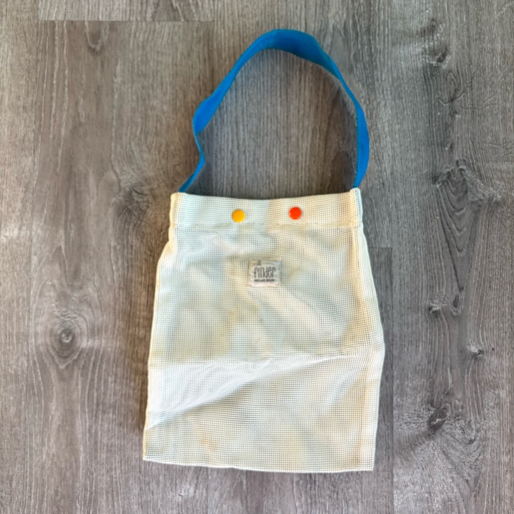 Cream Tote with Blue Strap and Color Snap Accents